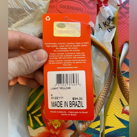 Havaianas Yellow Tropical Flip Flops EU35/36 - Picture 4 of 6